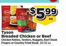 Food Town Store Tyson Breaded Chicken Or Beef