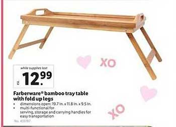 Lidl Farberware Bamboo Tray Table With Fold Up Legs