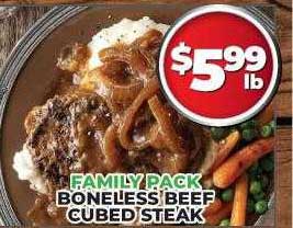 Price Cutter Family Pack Boneless Beef Cubed Steak