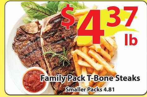 Wholesale Food Outlet Family Pack T-bone Steaks