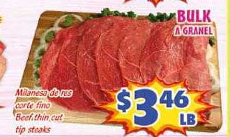 Savers Cost Plus Milanesa De Res Corte Fino Beef, Thin Cut Tip Steaks