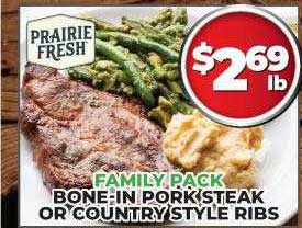 Price Cutter Prairie Bone-in Pork Steak Or Country Style Ribs