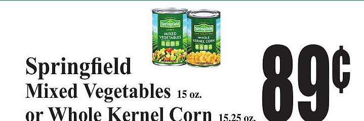 Baja Ranch Springfield Mixed Vegetables Or Whole Kernel Corn