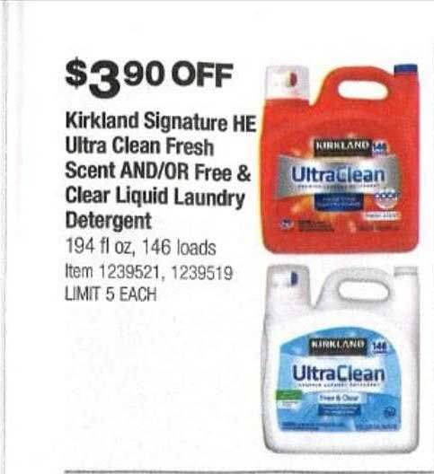 Costco Kirkland Signature He Ultra Clean Fresh Scent And Or Free & Clear Liquid Laundry Detergent