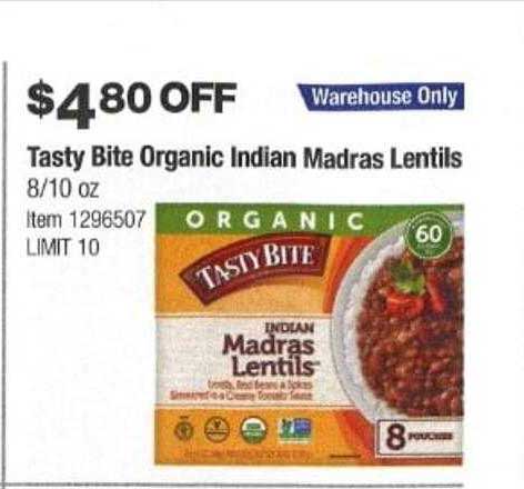Costco Tasty Bite Organic Indian Madras Lentils