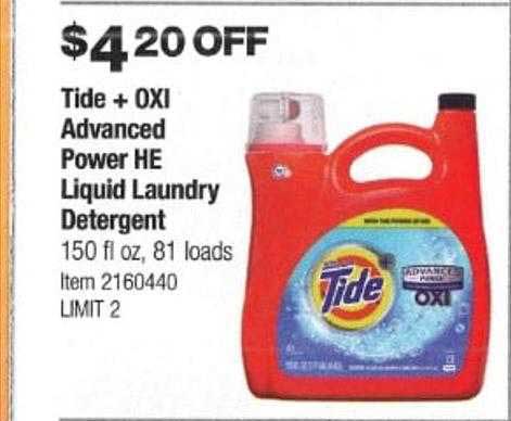 Costco Tide + Oxi Advanced Power He Liquid Laundry Detergent