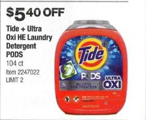 Costco Tide + Ultra Oxi He Laundry Detergent Pods