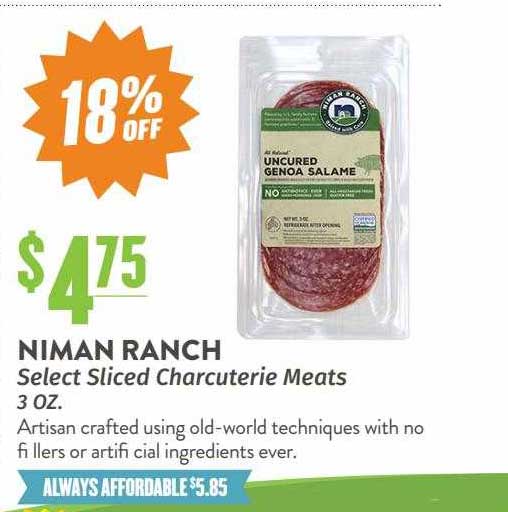 Natural Grocers Niman Ranch Select Sliced Charctuerie Meats