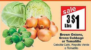 Rancho Markets Brown Onions, Green Cabbage Or Tomatillo