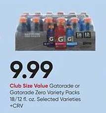 Stater Bros Gatorade Or Gatorade Zero Variety Packs