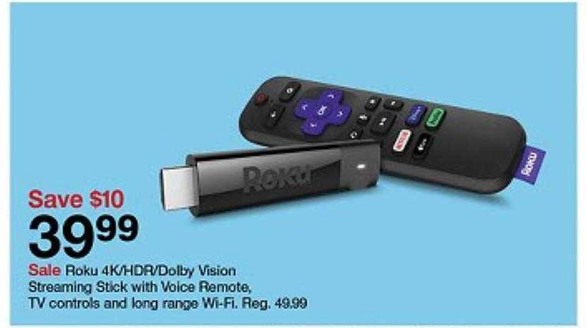 Target Roku 4k-hdr-dolby Vision Streaming Stick With Voice Remote, Tv Controls And Long Range Wi-fi