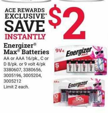 Ace Hardware Energizer Max Batteries