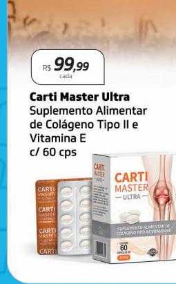 Oferta Carti Master Suplemento Alimentar De Colágeno Tipo Ii E Vitamina E  na Drogal 