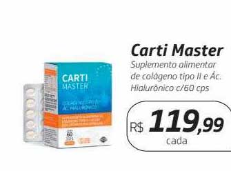 Oferta Carti Master Suplemento Alimentar De Colágeno Tipo Ii E ác  Hialurônico na Drogal 