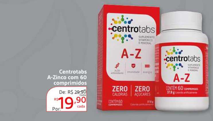 Drogaria Extra Centrotabs A Zinco Com 60 Comprimidos