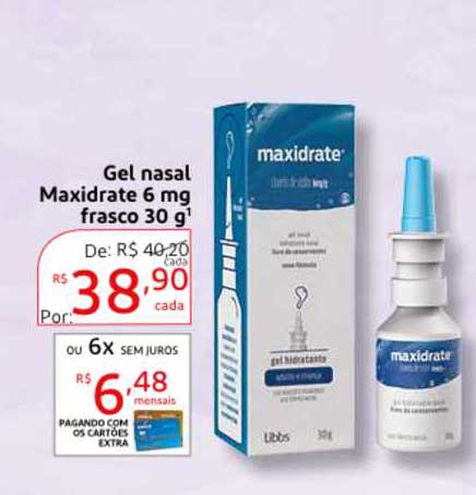 Drogaria Extra Gel Nasal Maxidrate 6 Mg Frasco 30 G