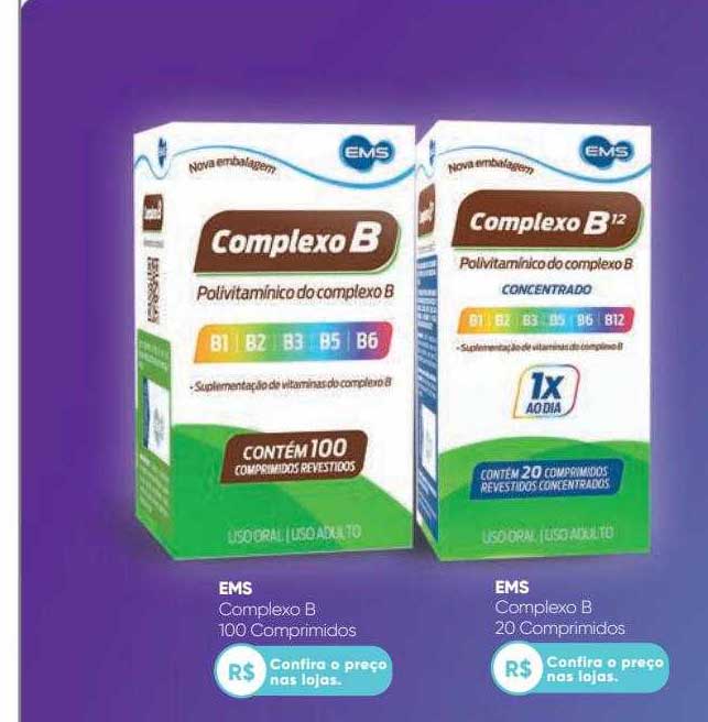 Drogaria Pacheco Ems Complexo B 100 Comprimidos Ems Complexo B 20 Comprimidos