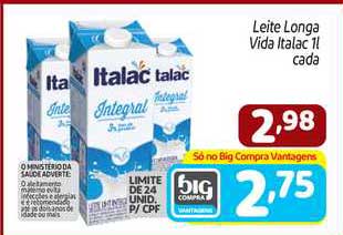 Supermercados Big Compra Leite Longa Vida Italac Cada