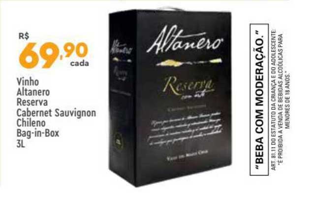 Supper Rissul Vinho Altanero Reserva Cabernet Sauvignon Chileno Bag-in-box
