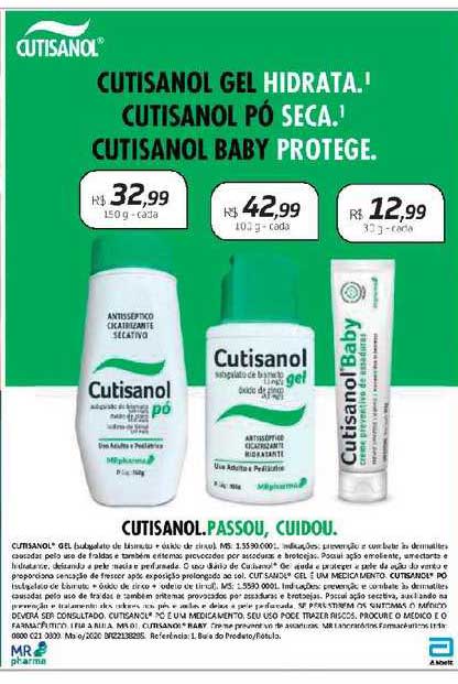 Drogal Cutisanol Gel Hidrata Cuitisanol Pó Seca Cutisanol Baby Protege