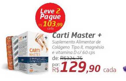 Oferta Carti Master + Suplemento Alimentar De Colágeno Tipo Ii na Drogal 