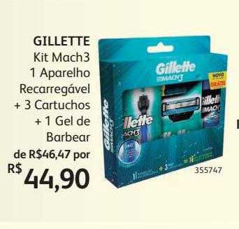PoupaFarma Gillette Kit Mach3 1 Aparelho Recarregável + 3 Cartuchos + 1 Gel De Barbear