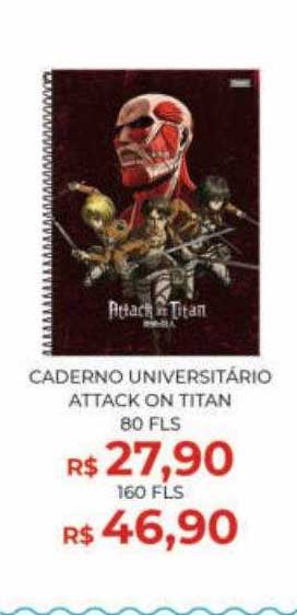 Livraria Leitura Caderno Universitario Attack On Titan 80 Fls