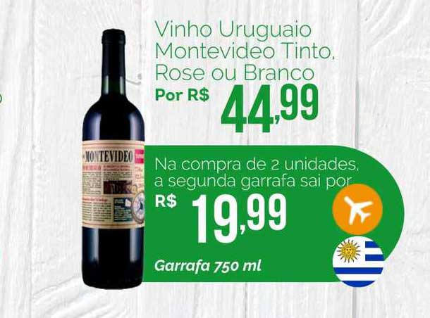 Oba Hortifruti Vinho Uruguaio Montevideo Tinto Rose Ou Branco