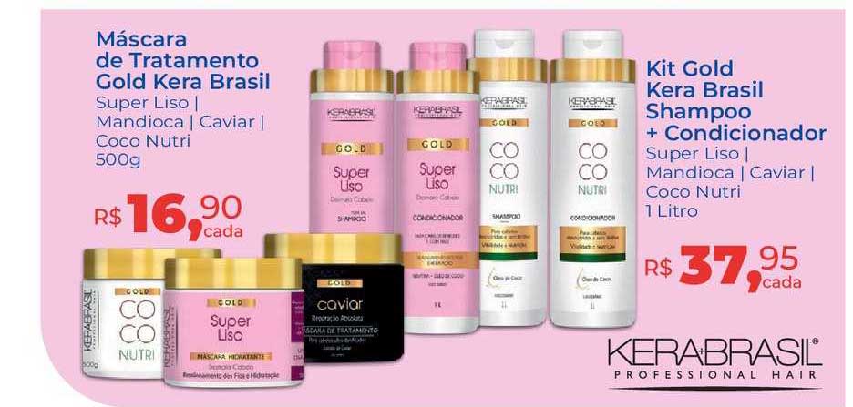 Hiper Farma Máscara De Tratamento Gold Kera Brasil Kit Gold Kera Brasil Shampoo + Condicionador
