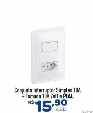 Comjol Conjunto Interruptor Simples 10a + Tomada 10a Zeffia Pial
