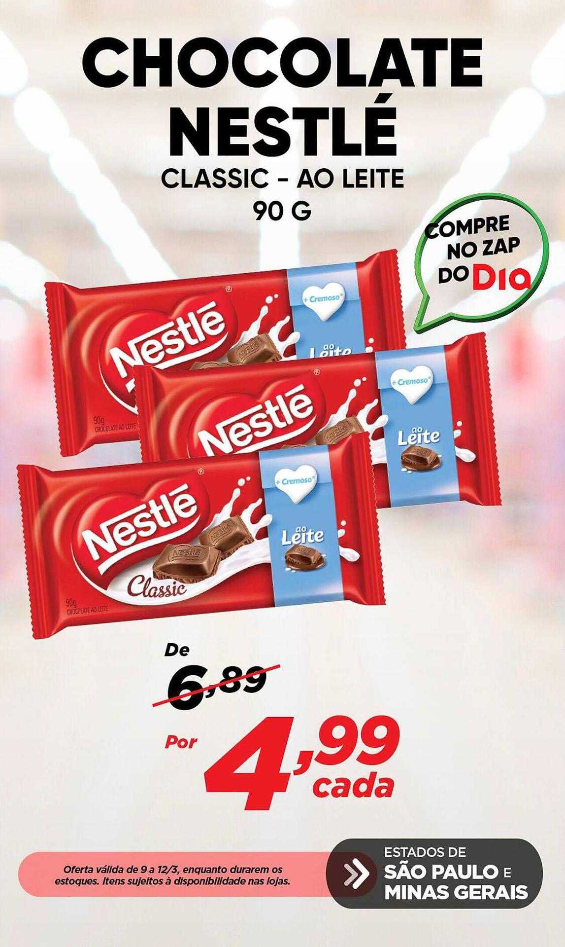 Oferta Chocolate Nestlé Classic Ao Leite na Supermercado Dia - Ofertasy ...