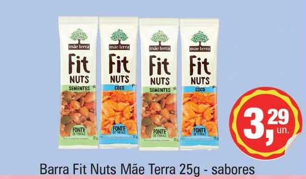 Supermercados Alvorada Barra Fit Nuts Mãe Terra 25g-sabores