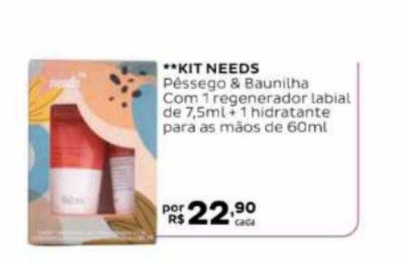 Onofre Kit Needs Pêssego & Baunilha Com 1 Regenerador Labial + 1 Hidratante Para As Mãos