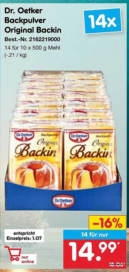 Dr. Oetker Backpulver Original Backin