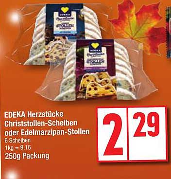 EDEKA Herzstücke Christstollen-Scheiben oder Edelmarzipan-Stollen