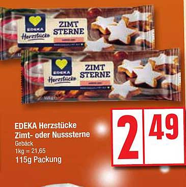 EDEKA Herzstücke Zimt- oder Nusssterne