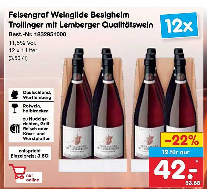 Felsengraf Weingilde Besigheim Trollinger mit Lemberger Qualitätswein