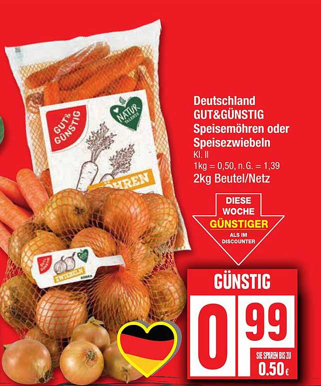 GUT&günstig Speisemöhren oder Speisezwiebeln