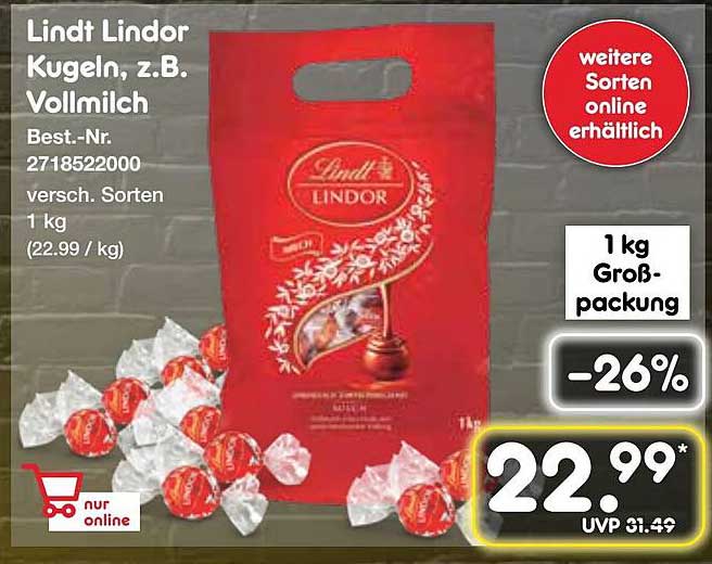 Lindt Lindor Kugeln, z.B. Vollmilch