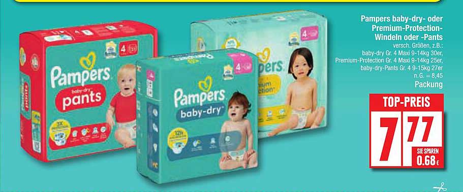 Pampers baby-dry- oder Premium-Protection-Windeln oder -Pants