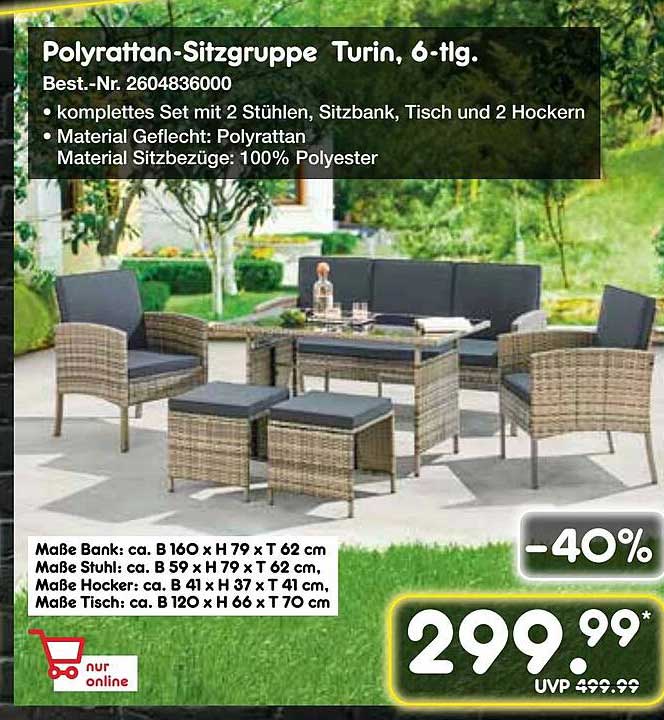 Poly rattan-Sitzgruppe Turin, 6-tlg.