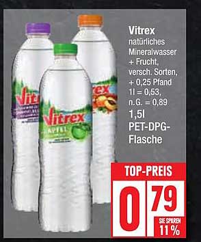 Vitrex natürliches Mineralwasser + Frucht, versch. Sorten