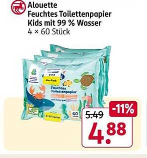 Alouette Feuchtes Toilettenpapier Kids mit 99 % Wasser