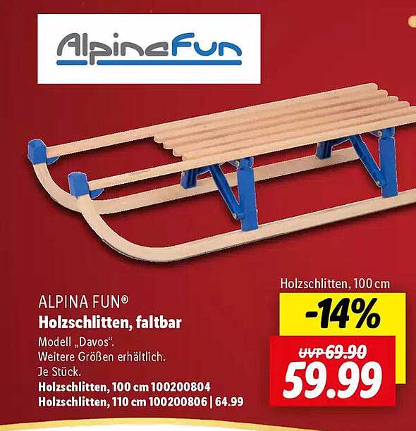 ALPINA FUN® Holzschlitten, faltbar