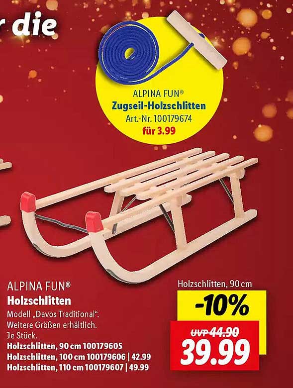 ALPINA FUN® Zugseil-Holzschlitten