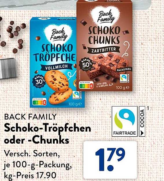 BACK FAMILY Schoko-Tropfen oder -Chunks