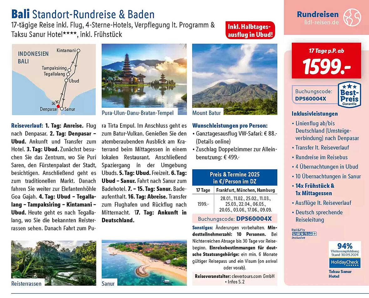 Bali Standort-Rundreise & Baden