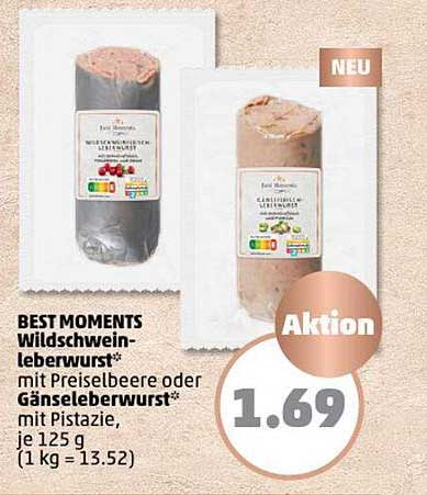 BEST MOMENTS Wildschweinleberwurst* mit Preiselbeere oder Gänseleberwurst* mit Pistazie