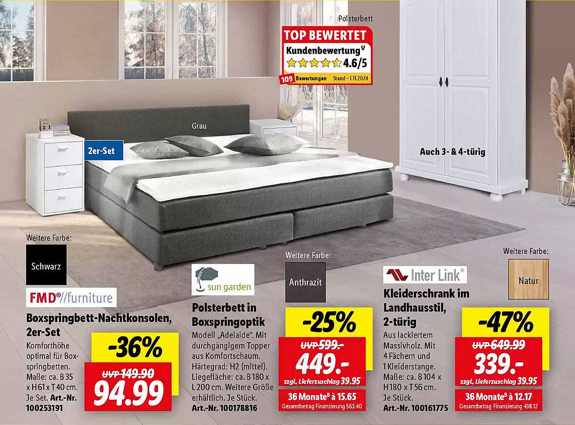 Boxspringbett-Nachtkonsolen, 2er-Set