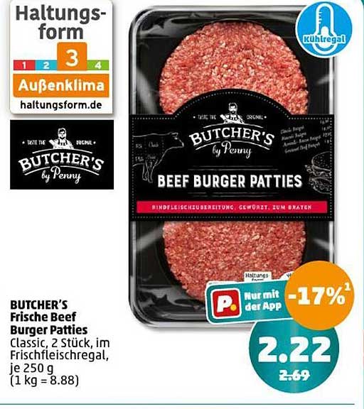 BUTCHER'S Frische Beef Burger Patties